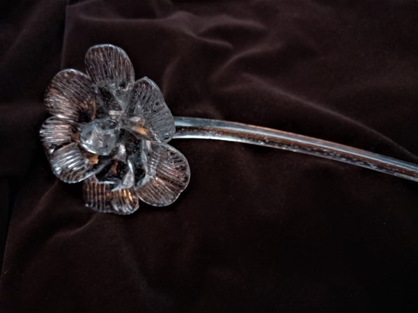 Antique Murano Clear Glass Chandelier Flower