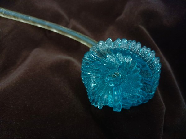 Antique Murano chandelier blue flower with faint green stem glass