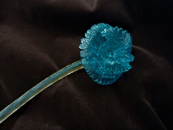 Antique Murano chandelier blue flower with faint green stem glass