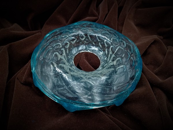 Antique Murano Chandelier Glass Dish with Blue Rim 