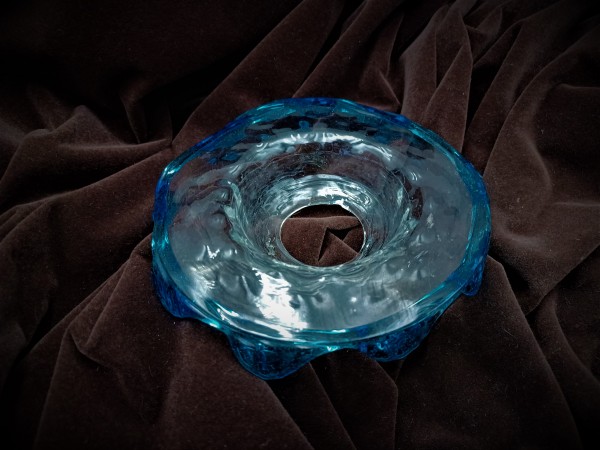 Antique Murano Chandelier Glass replacement Dish with Blue Rim 