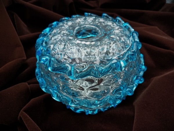 Antique Venetian Chandelier blue glass centre stem ball 