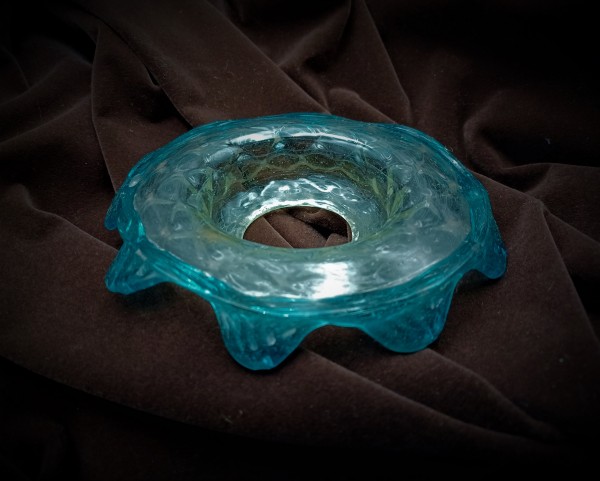 Antique Venetian Chandelier Glass Dish Pan With Blue Rim