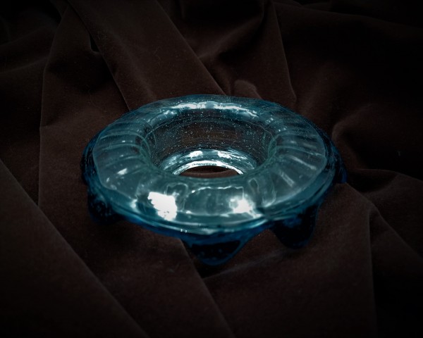 Antique Venetian Chandelier Glass Dish With Blue Rim 