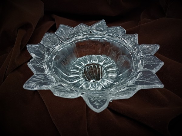 Antique Venetian Chandelier glass pan with stem