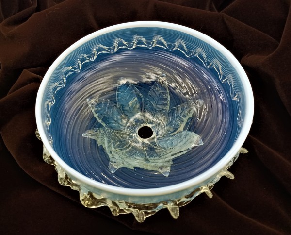 Antique Venetian Chandelier Bowl Milky Blue 175mm Width       