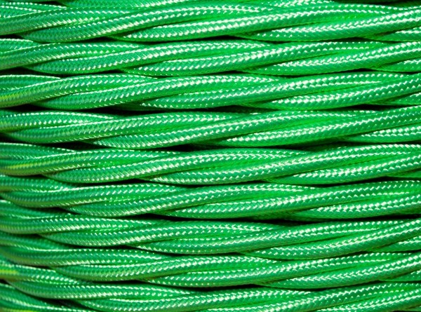 100 METRES of Braided 3 core silk flex lighting cable apple green 0.75mm