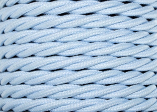 100 METRES of Braided 3 core silk flex lighting cable baby blue 0.75mm