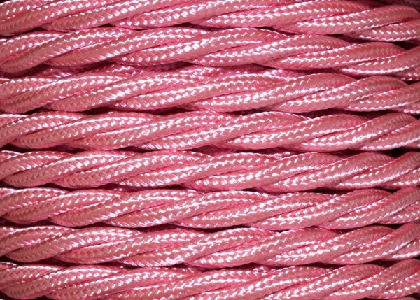 100 METRES of Braided 3 core silk flex lighting cable baby pink 0.75mm