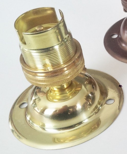 Ceiling plate rose dome cap and B22 lamp holder 65mm width various finishes