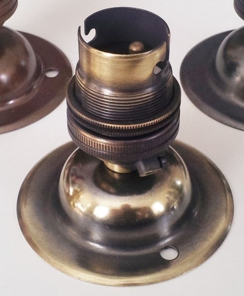 Ceiling plate rose dome cap and B22 lamp holder 65mm width various finishes