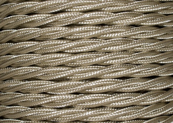 100 METRES of Beige coloured Braided 3 core silk flex lighting cable 0.75mm