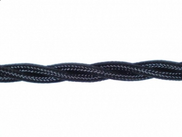 Braided 2 Core Flex Cable Black 0.50mm