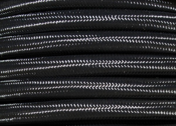 2 CORE ROUND PVC OVERBRAID BLACK SILK FLEX PERIOD ELECTRIC CABLE 0.50MM