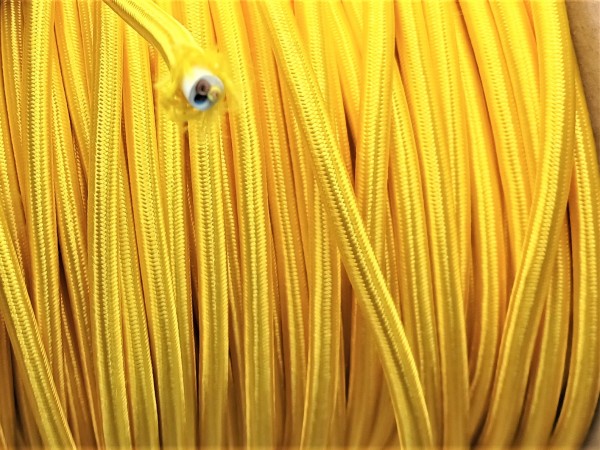 100 Metres of Braided Round silk flex Cord in Pop Yellow 3 core 0.50mm 