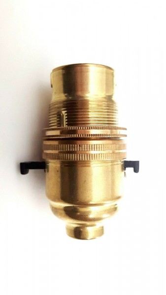 Switched lamp holder B22 Brass plated Finish 10mm base thread