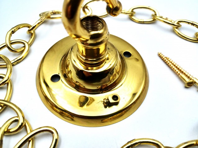 Solid Brass Ceiling Rose Hook with chain and screws