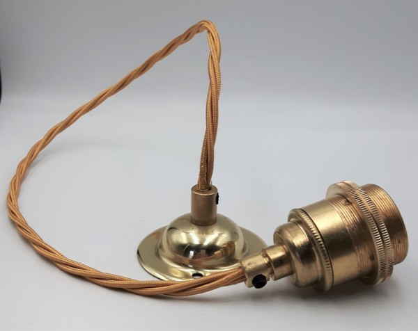 Brass Ceiling Rose With E27 Lamp Holder Set  