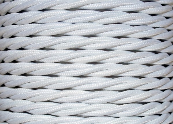 Braided 3 Core Silk Flex Chandelier Cable White 0.75mm