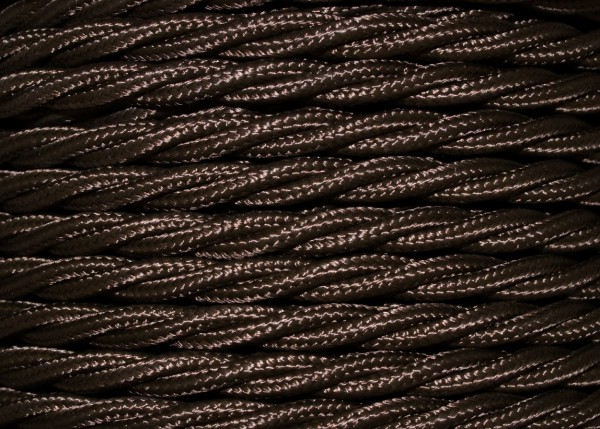 Brown Braided silk flex lighting cable 3 core, 0.50mm