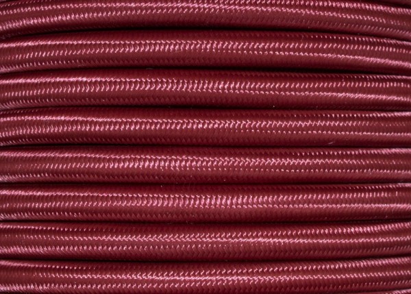 100 Metres of Braided Round silk flex wire in Burgundy 3 core 0.50mm 