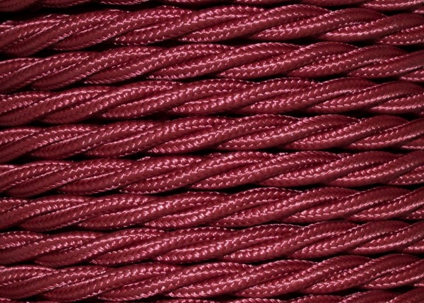 Braided 3 core period silk flex cable burgundy 0.50mm