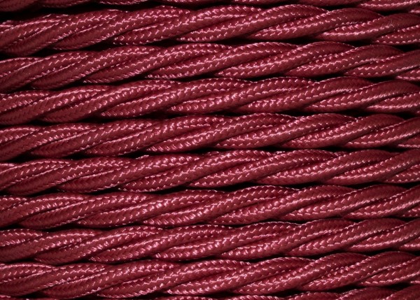 Braided silk flex chandelier cable in burgundy 3 core, 0.50mm