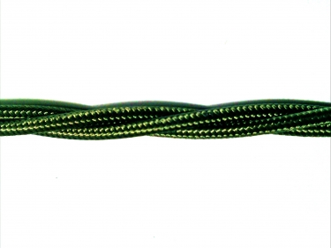 Green Braided 3 Core Period Silk Cord Flex KHAKI GREEN 0.75mm