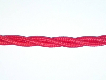 RED 3 Core Braided Silk Flex Electrical Cable 0.75mm