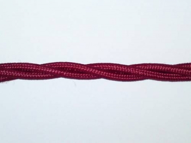 Braided silk flex chandelier cable in burgundy 3 core, 0.50mm