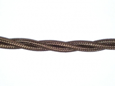 Brown Braided silk flex lighting cable 3 core, 0.50mm