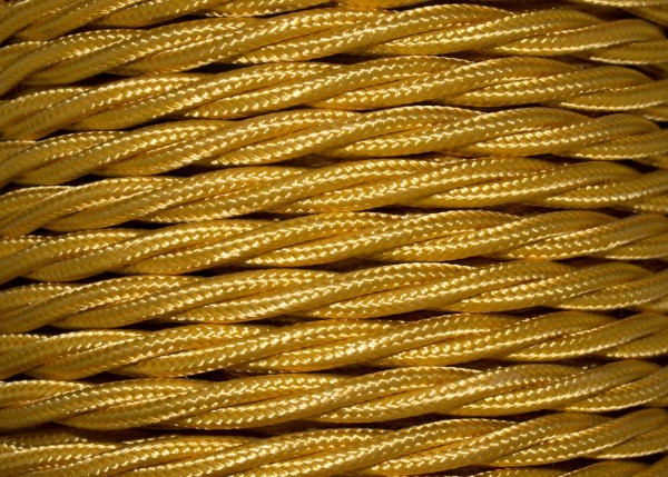 3 Core Braided Silk Flex Electrical Cable 0.75mm GOLD