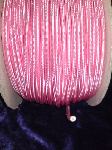 Round Overbraid 3 core Silk Flex Cable Salmon Pink 0.50mm