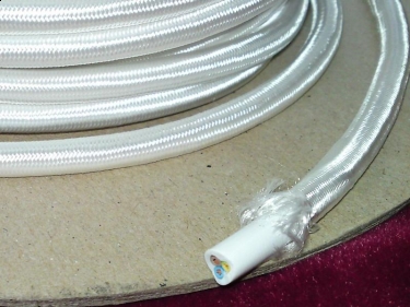 WHITE 3 CORE ROUND PVC BRAIDED ELECTRIC CABLE 0.50MM