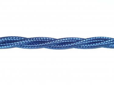 Braided silk flex chandelier cable in royal blue 3 core, 0.50mm