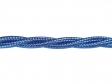 Braided silk flex chandelier cable in royal blue 3 core, 0.50mm