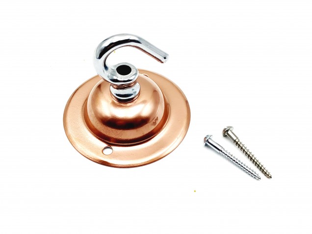 Copper and chrome ceiling rose hook large or small with optional chain