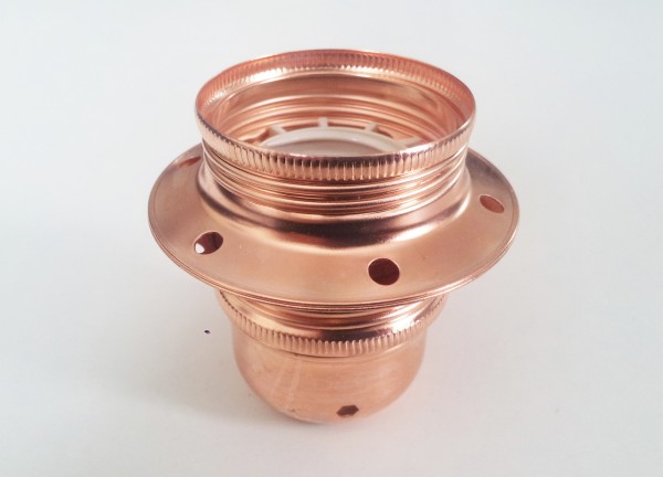 ES E27 Bulb-lamp Holder 3 Part Plus Shade Ring In Plated copper