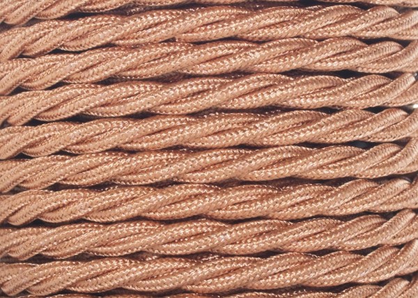 Braided silk flex chandelier cable in copper 3 core, 0.75mm