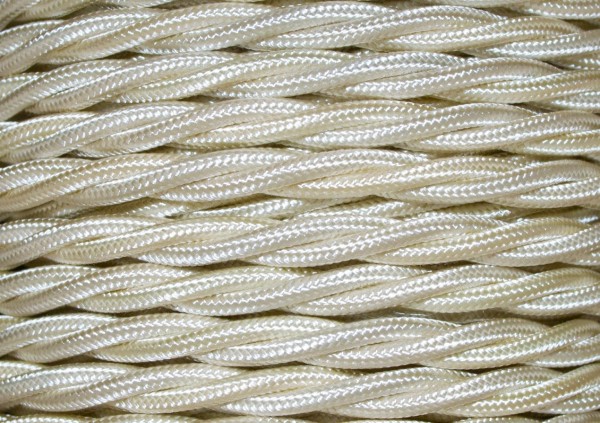 BRAIDED 3 CORE SILK FLEX CHANDELIER CABLE CREAM 0.75mm