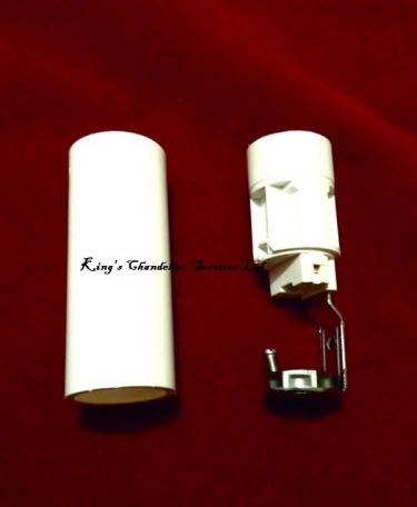 Candle Tube sleeve 65mm x 24mm White Plastic and Lampholder E14 SES To Fit