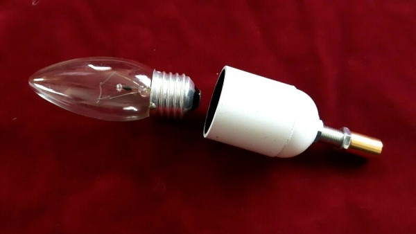 E27 3 part white lamp holder with candle tube white drip card to fit 95mm x 39mm