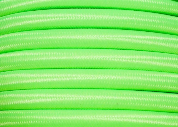 LIME GREEN ROUND OVERBRAID 3 CORE FLEX ELECTRIC LIGHTING CABLE CORD WIRE 0.50 MM