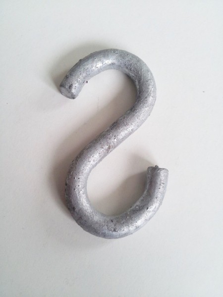 SMALL GALVANIZED OPEN S HOOK 53MM X 27MM , 5MM THICK , 10MM CLEARANCE
