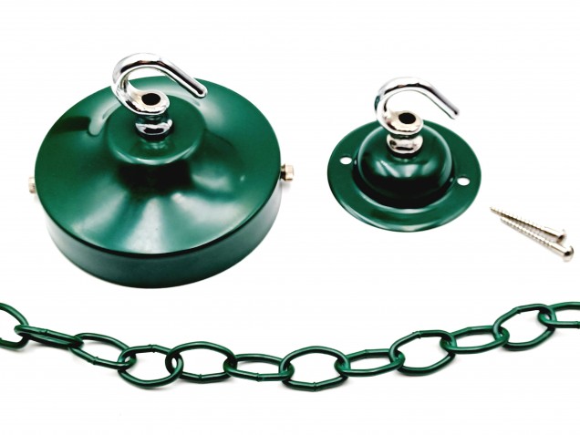 Green and chrome ceiling rose hook large or small with optional chain 