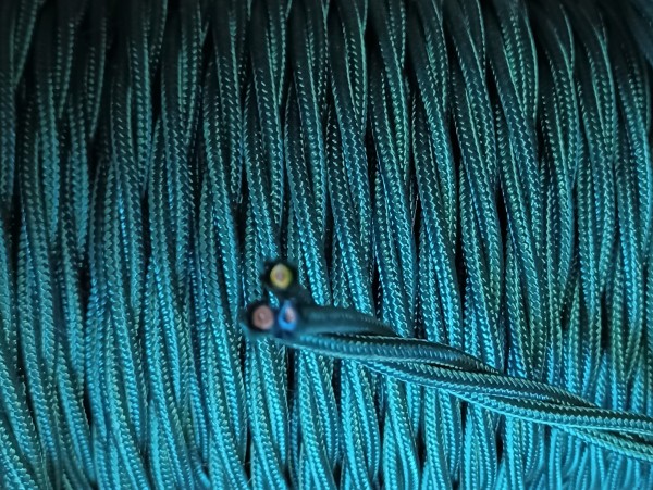 3 Core Braided Silk Lighting Flex Period Cable 0.75mm FOREST GREEN