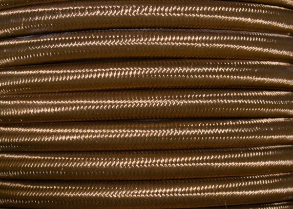 HAVANA GOLD ROUND OVERBRAID 3 CORE FLEX ELECTRIC LIGHTING CABLE CORD WIRE 0.50 MM