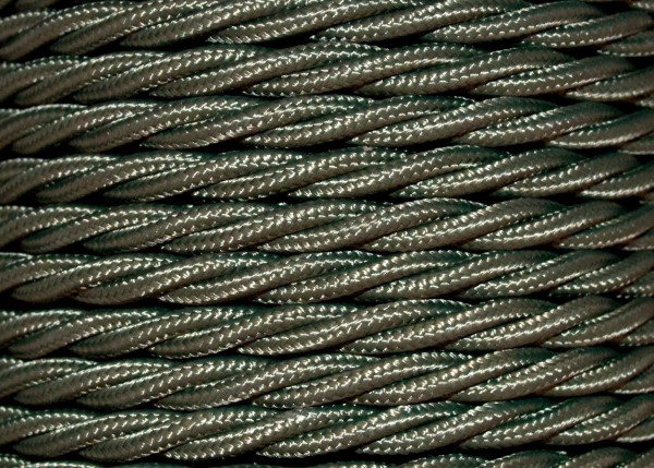 Green Braided 3 Core Period Silk Cord Flex KHAKI GREEN 0.75mm