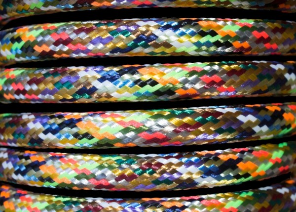 100 Metres of Multicoloured Braided Round silk flex wire 3 core 0.50mm