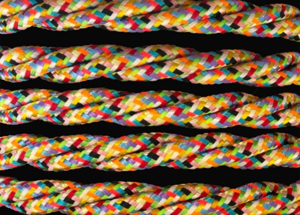 100 Metres of Multicoloured Braided Twisted silk flex cable 3 core 0.75mm 